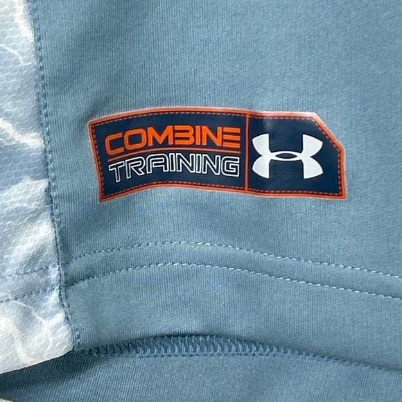 Under Armour T Shirt Large Blue Heat Gear Short Sleeve Raglan Combine Training - Picture 2 of 13